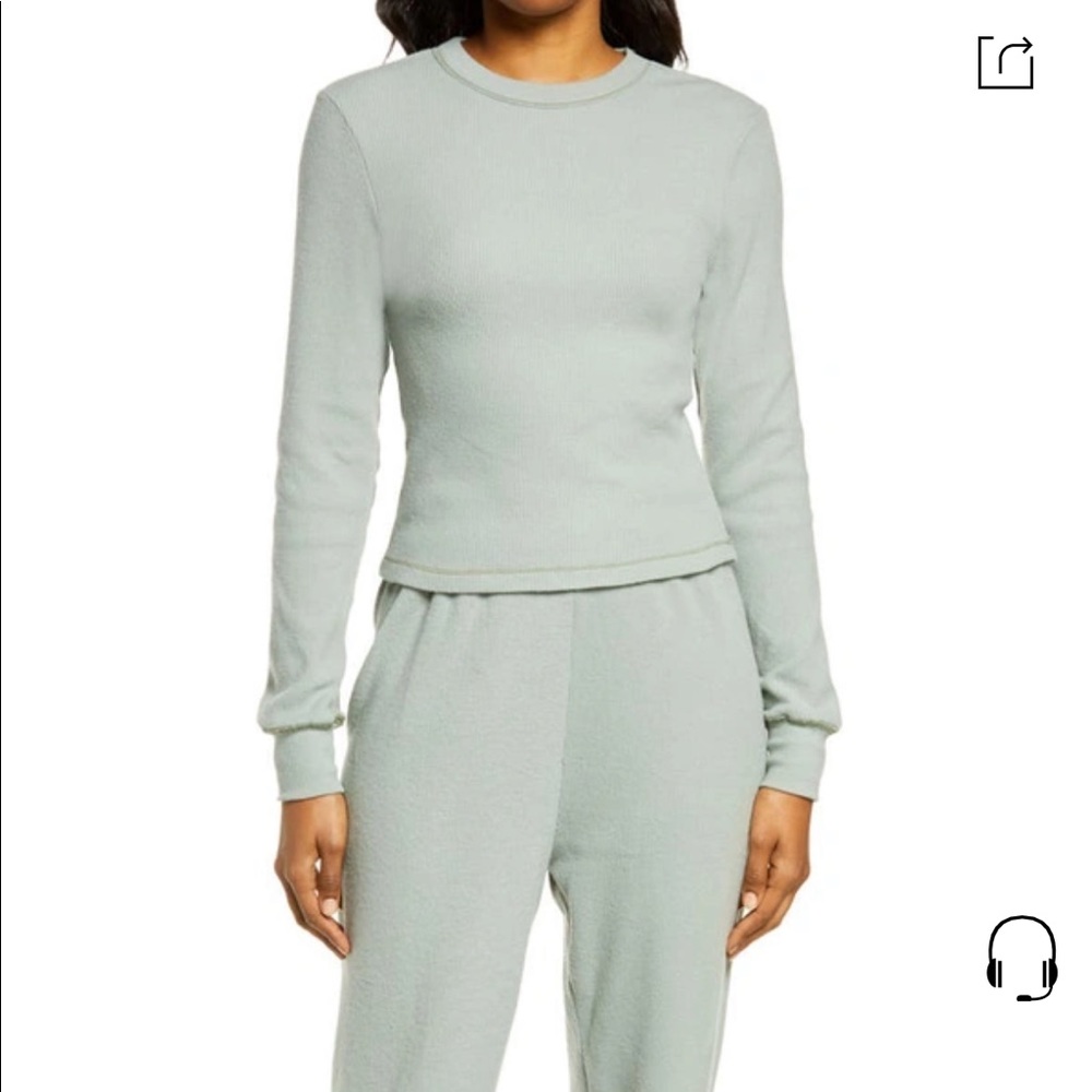 Skims Waffle long sleeve T-shirt In Mineral